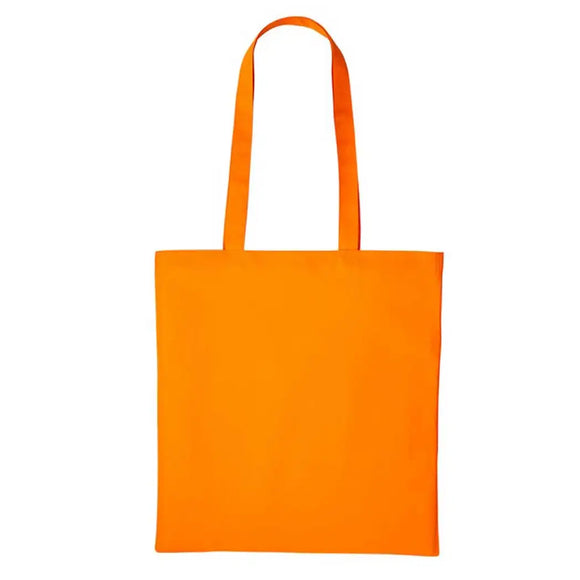 An orange long handle tote bag made of cotton, displayed against a white background. Nutshell Cotton Shopper - RL100