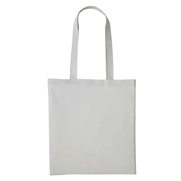 A pastel grey long handle tote bag made of cotton, displayed against a white background. Nutshell Cotton Shopper - RL100