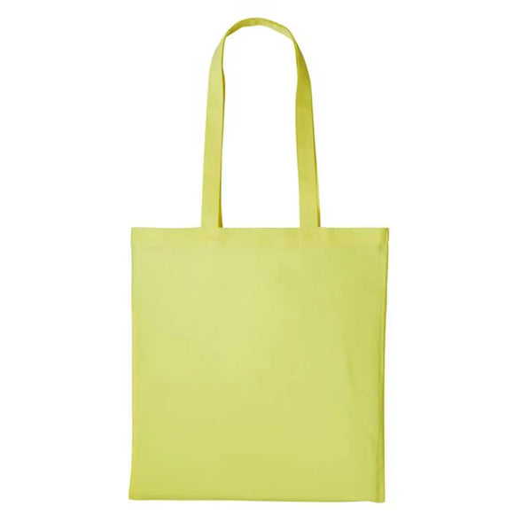 A pastel lemon long handle tote bag made of cotton, displayed against a white background. Nutshell Cotton Shopper - RL100