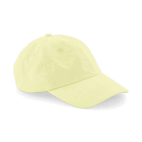 Beechfield Dad Cap - B653 in pastel lemon yellow on a white background