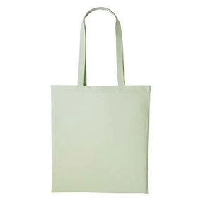 A pastel mint long handle tote bag made of cotton, displayed against a white background. Nutshell Cotton Shopper - RL100