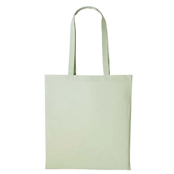 A pastel mint long handle tote bag made of cotton, displayed against a white background. Nutshell Cotton Shopper - RL100