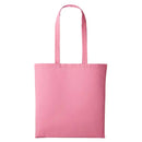 A pastel pink long handle tote bag made of cotton, displayed against a white background. Nutshell Cotton Shopper - RL100