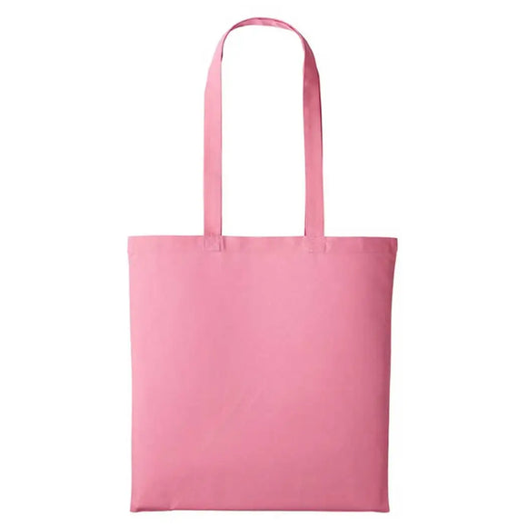 A pastel pink long handle tote bag made of cotton, displayed against a white background. Nutshell Cotton Shopper - RL100