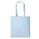 A pastel blue long handle tote bag made of cotton, displayed against a white background. Nutshell Cotton Shopper - RL100