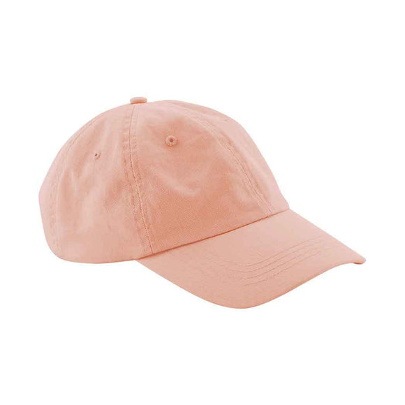 Beechfield Dad Cap - B653 in peach pink on a white background