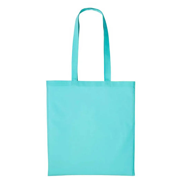 A peppermint green long handle tote bag made of cotton, displayed against a white background. Nutshell Cotton Shopper - RL100