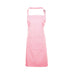 A pink bib apron with a neck strap and front pocket, displayed on a plain background. Colours Bib Apron with Pocket - PR154