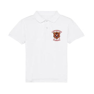 White Polo-Shirt for Longridge C of E Primary School with school crest to the left chest area.
