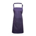 A purple bib apron with a neck strap and front pocket, displayed on a plain background. Colours Bib Apron with Pocket - PR154