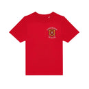 Red PE T-Shirt for Longridge C of E Primary School with school crest to the left chest area.