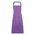 A rich violet purple bib apron with a neck strap and front pocket, displayed on a plain background. Colours Bib Apron with Pocket - PR154