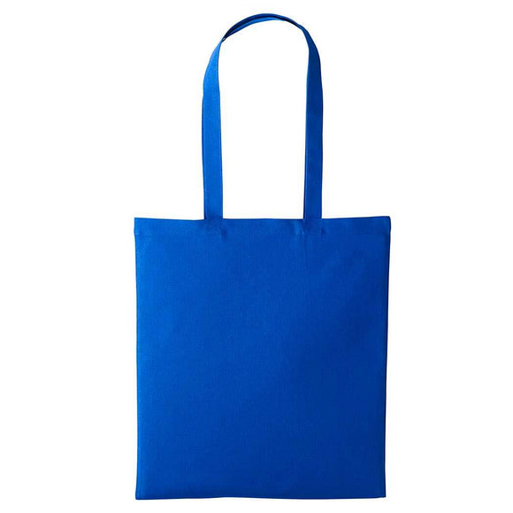 A royal blue long handle tote bag made of cotton, displayed against a white background. Nutshell Cotton Shopper - RL100