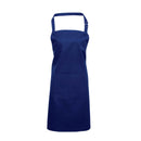A royal blue bib apron with a neck strap and front pocket, displayed on a plain background. Colours Bib Apron with Pocket - PR154