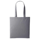A slate grey long handle tote bag made of cotton, displayed against a white background. Nutshell Cotton Shopper - RL100