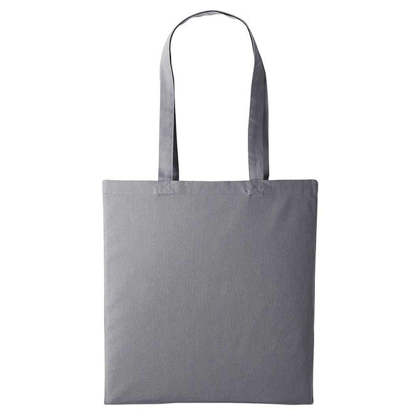 A slate grey long handle tote bag made of cotton, displayed against a white background. Nutshell Cotton Shopper - RL100