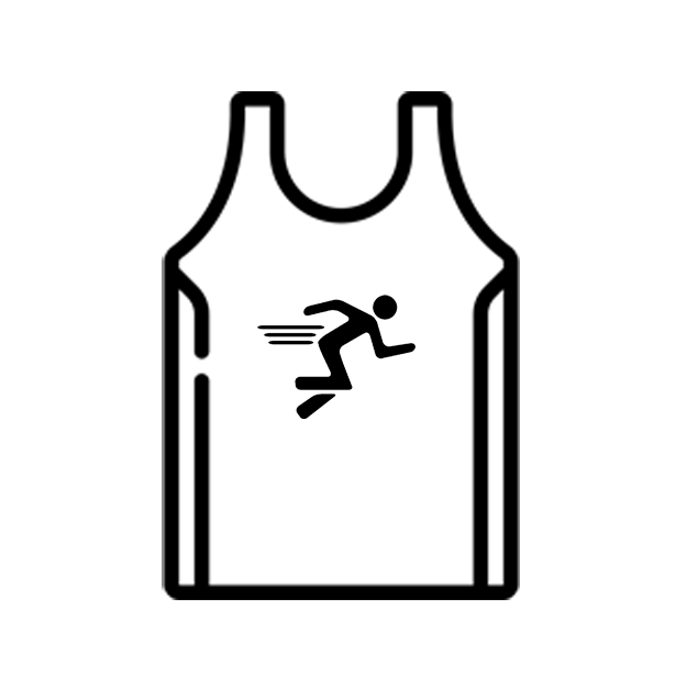 Black line drawing of a tank top on a light grey background