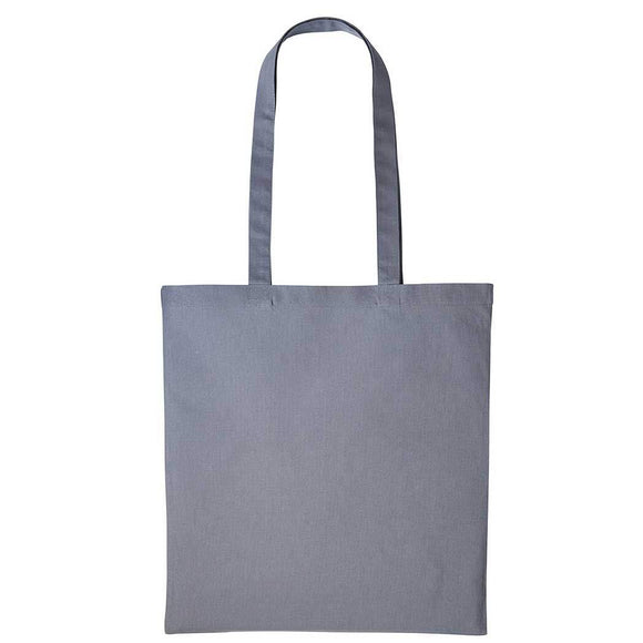 A steel grey long handle tote bag made of cotton, displayed against a white background. Nutshell Cotton Shopper - RL100