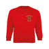 Red Sweatshirt for Longridge C of E Primary School with school crest to the left chest area.