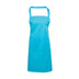 A turquoise blue bib apron with a neck strap and front pocket, displayed on a plain background. Colours Bib Apron with Pocket - PR154