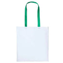 Nutshell Varsity Cotton Shopper - RL150 in white with kelly green handles against a white background