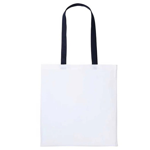 Nutshell Varsity Cotton Shopper - RL150 in white with oxford navy handles against a white background