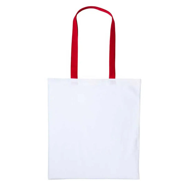 Nutshell Varsity Cotton Shopper - RL150 in white with red handles against a white background