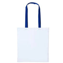 Nutshell Varsity Cotton Shopper - RL150 in white with royal blue handles against a white background
