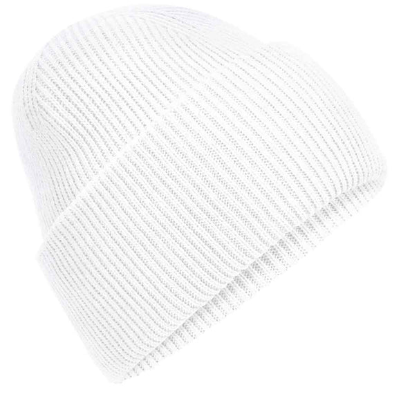Beechfield Classic Engineered Deep-Cuffed Beanie - B385R in white on a white background