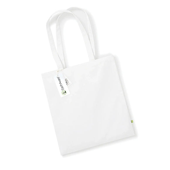White Beechfield EarthAware® Organic Bag For Life - W801 tote bag on a white background