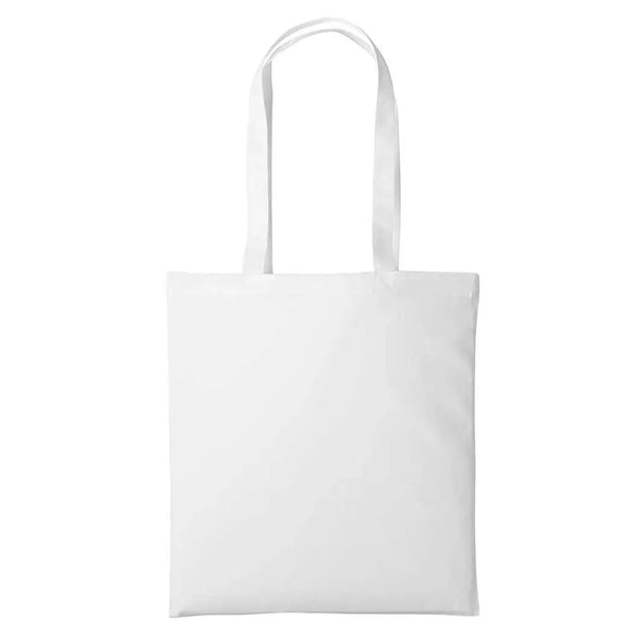 A white long handle tote bag made of cotton, displayed against a white background. Nutshell Cotton Shopper - RL100