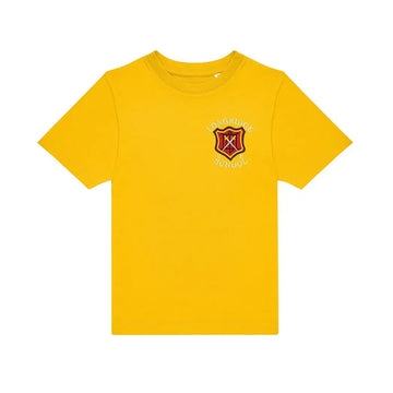 Yellow PE T-Shirt for Longridge C of E Primary School with school crest printed to the left chest area.