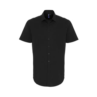 Buy black Men&#39;s Stretch-Fit Cotton Short-Sleeve Shirt PR246