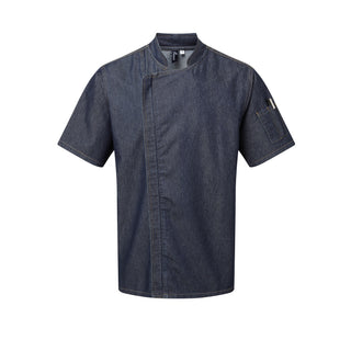 Buy indigo-denim Chef&#39;s Zip-Close Short Sleeve Jacket PR906